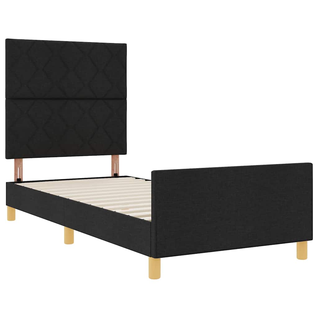 Struttura del letto con testiera Nero 100 x 200 cm Tessuto | homemem39