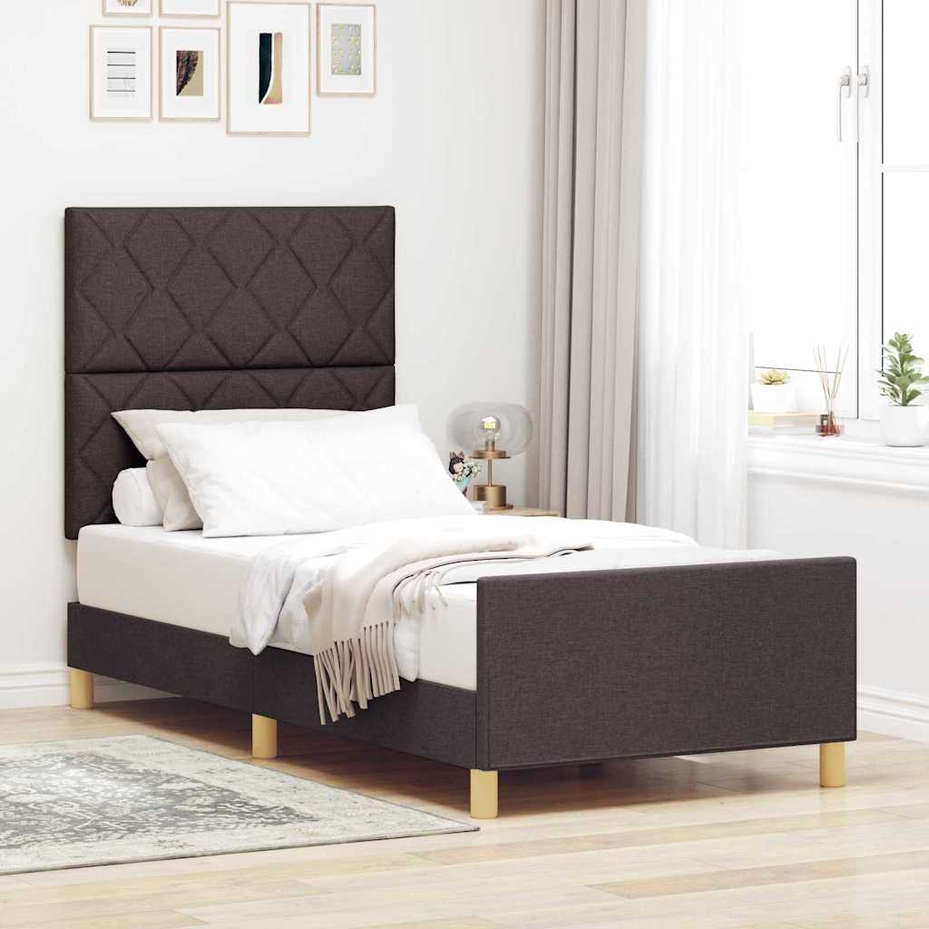 Struttura del letto Marrone scuro 100 x 200 cm Tessuto | homemem39