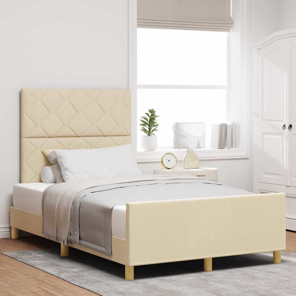Struttura del letto con testiera Crema 120 x 190 cm Tessuto | homemem39