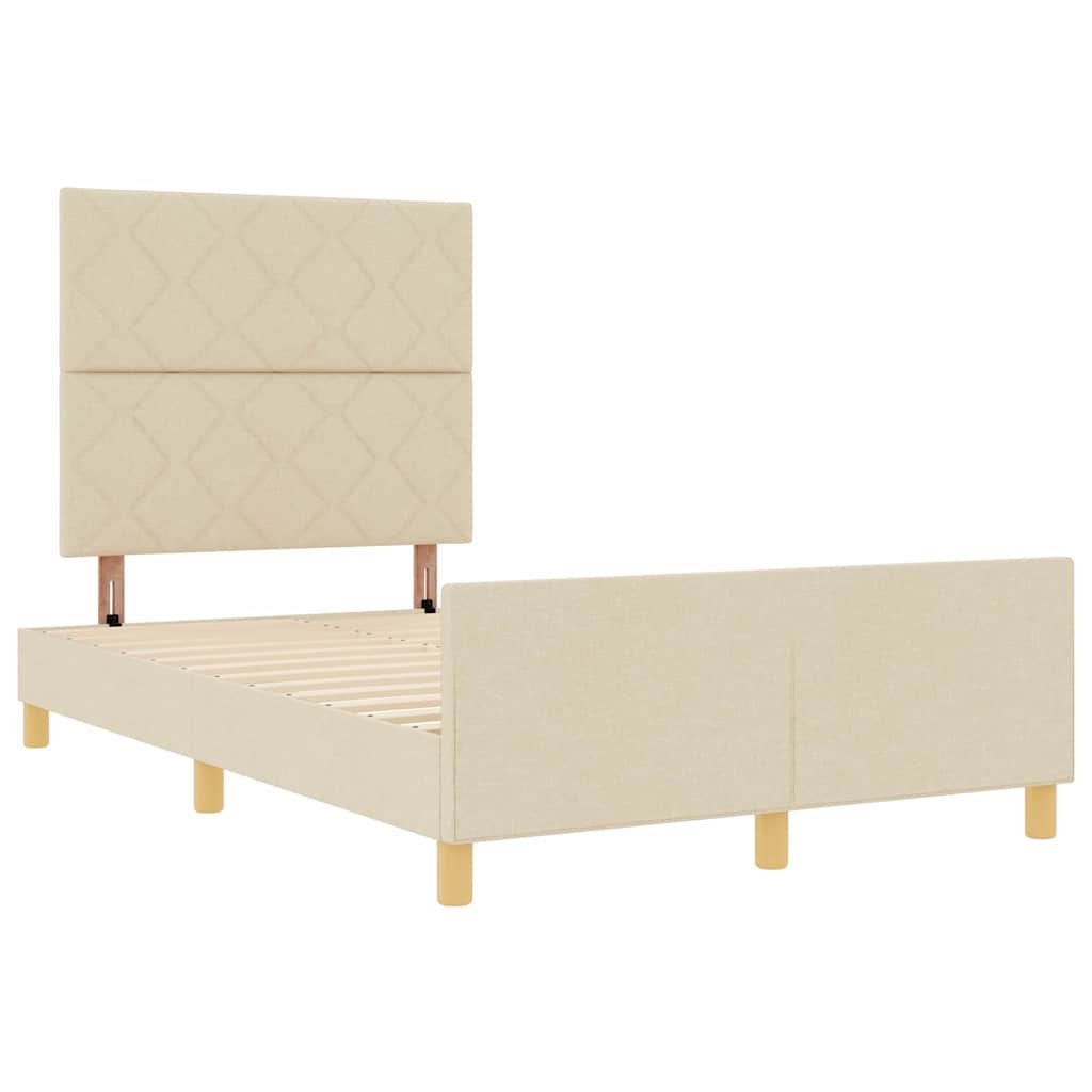 Struttura del letto con testiera Crema 120 x 190 cm Tessuto | homemem39