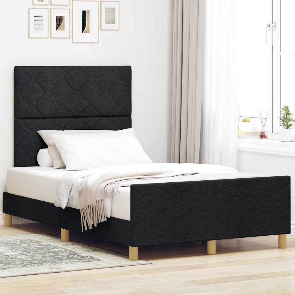 Struttura del letto con testiera Nero 120 x 200 cm Tessuto | homemem39
