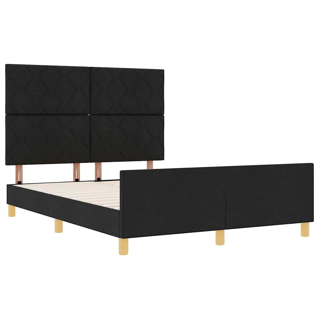 Struttura del letto con testiera Nero 140 x 190 cm Tessuto | homemem39