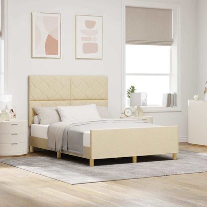 Struttura del letto con testiera Crema 160 x 200 cm Tessuto | homemem39
