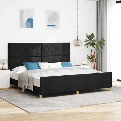 Struttura del letto con testiera Nero 200 x 200 cm Tessuto | homemem39