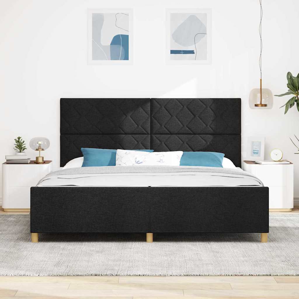 Struttura del letto con testiera Nero 200 x 200 cm Tessuto | homemem39