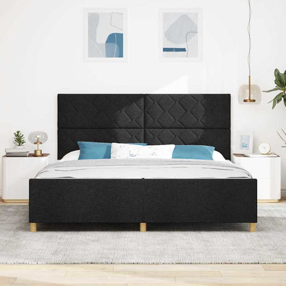 Struttura del letto con testiera Nero 200 x 200 cm Tessuto | homemem39
