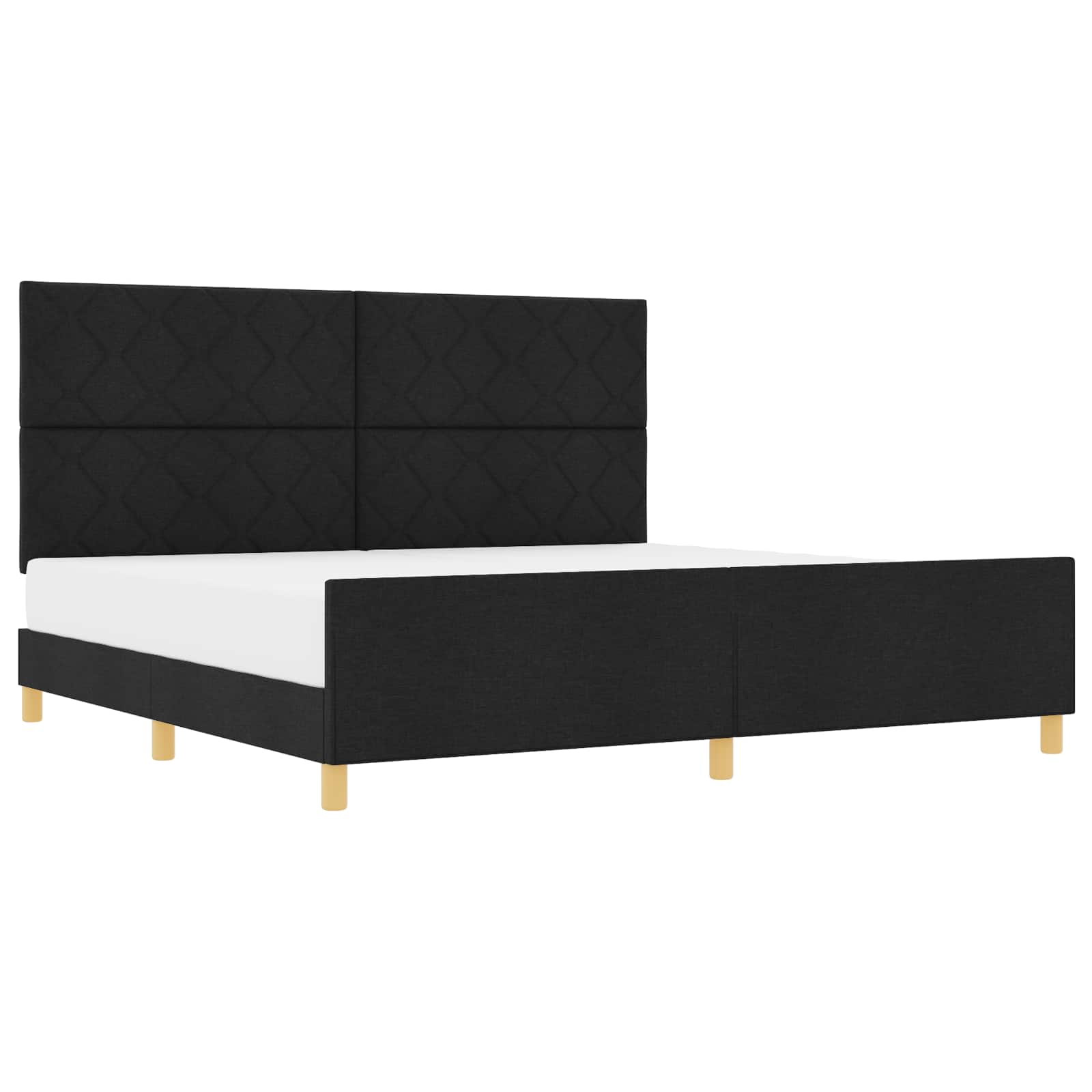 Struttura del letto con testiera Nero 200 x 200 cm Tessuto | homemem39