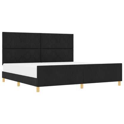 Struttura del letto con testiera Nero 200 x 200 cm Tessuto | homemem39