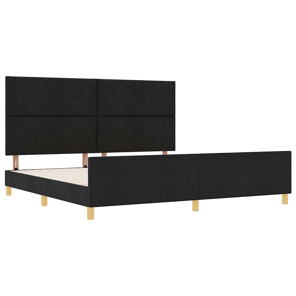 Struttura del letto con testiera Nero 200 x 200 cm Tessuto | homemem39