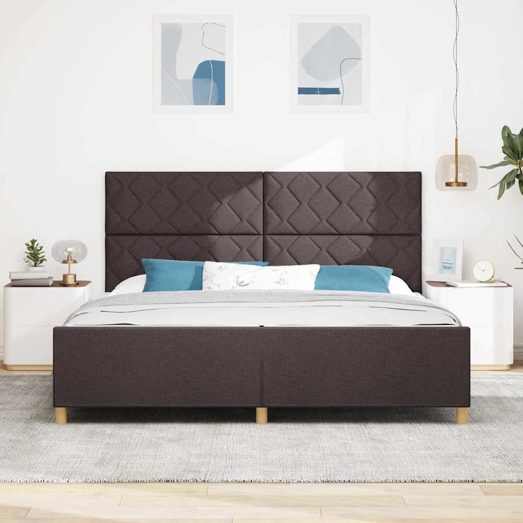 Struttura del letto Marrone scuro 200 x 200 cm Tessuto | homemem39