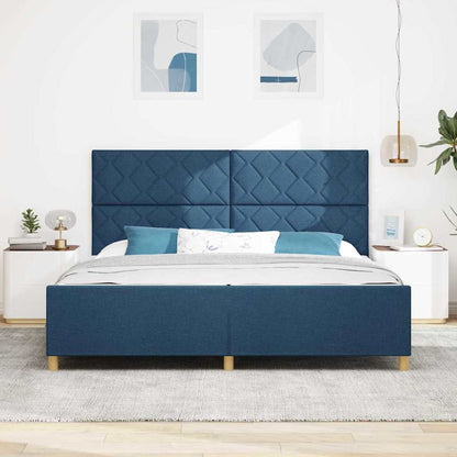 Struttura del letto con testiera Blu 200 x 200 cm Tessuto | homemem39