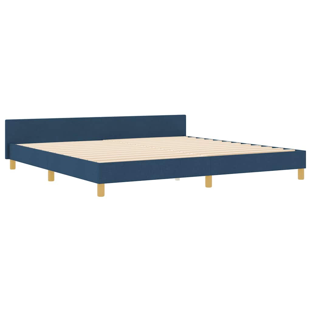 Struttura del letto con testiera Blu 200 x 200 cm Tessuto | homemem39
