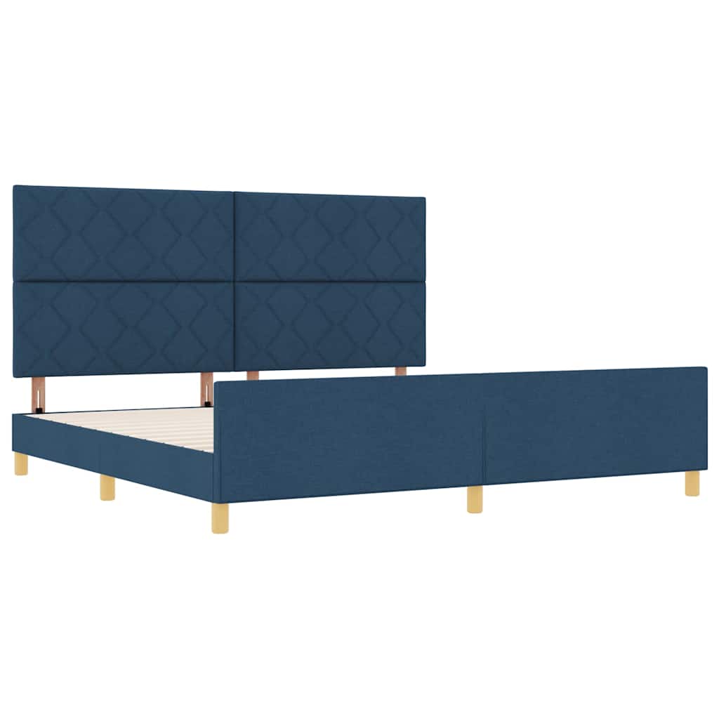 Struttura del letto con testiera Blu 200 x 200 cm Tessuto | homemem39