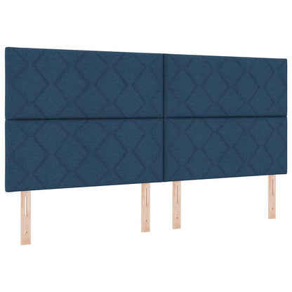 Struttura del letto con testiera Blu 200 x 200 cm Tessuto | homemem39