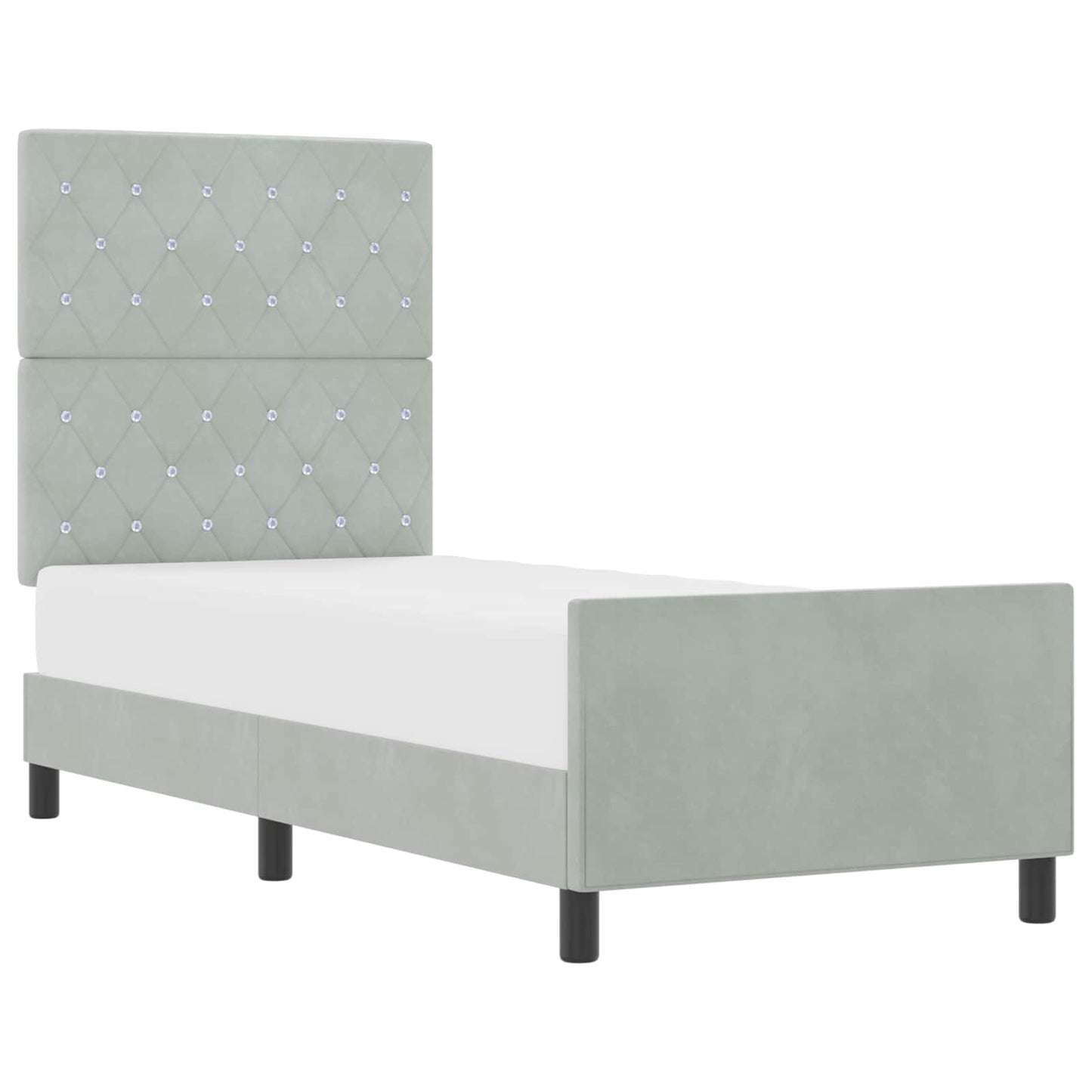 Letto a molle con testiera Grigio chiaro 80 x 200 cm Velluto