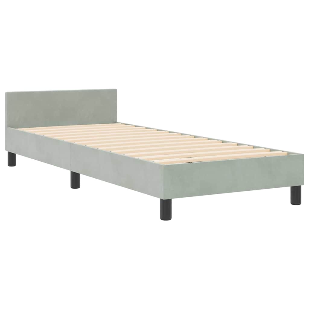 Letto a molle con testiera Grigio chiaro 80 x 200 cm Velluto