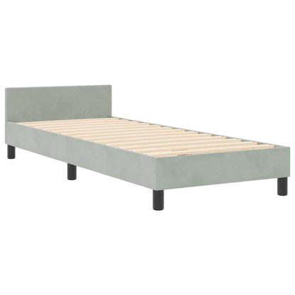 Letto a molle con testiera Grigio chiaro 80 x 200 cm Velluto