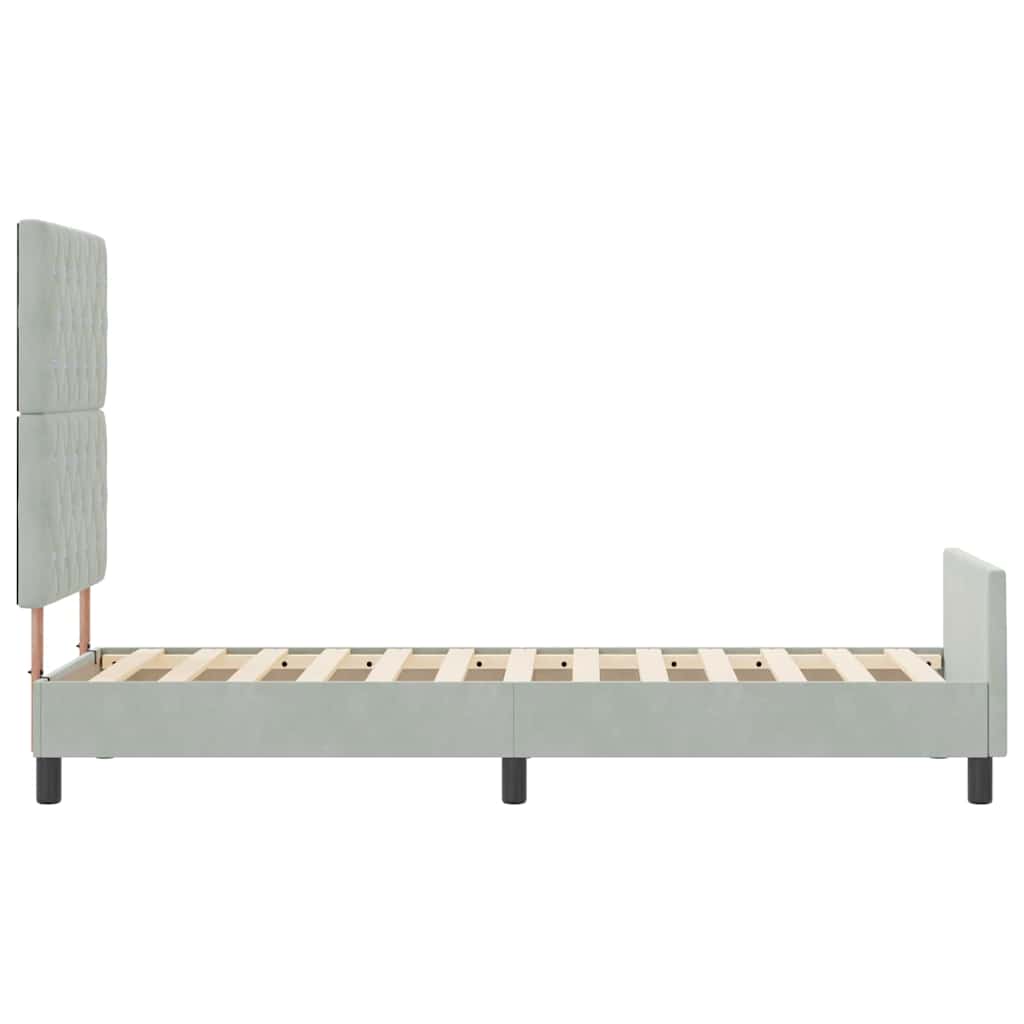 Letto a molle con testiera Grigio chiaro 80 x 200 cm Velluto