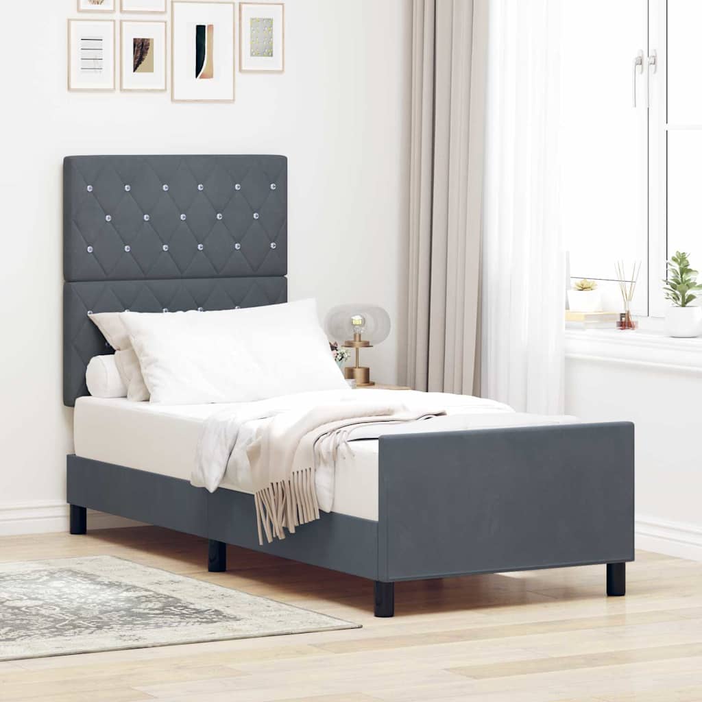 Letto a molle con testiera Grigio scuro 80 x 200 cm Velluto | homemem39