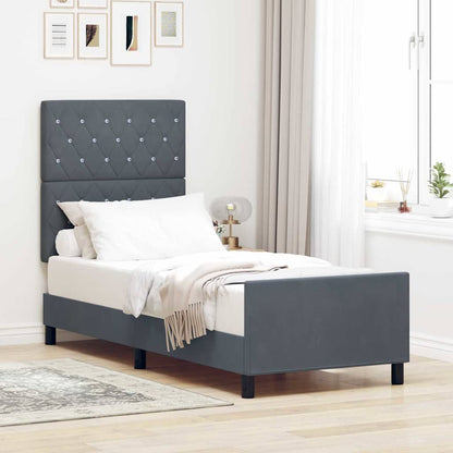 Letto a molle con testiera Grigio scuro 80 x 200 cm Velluto | homemem39