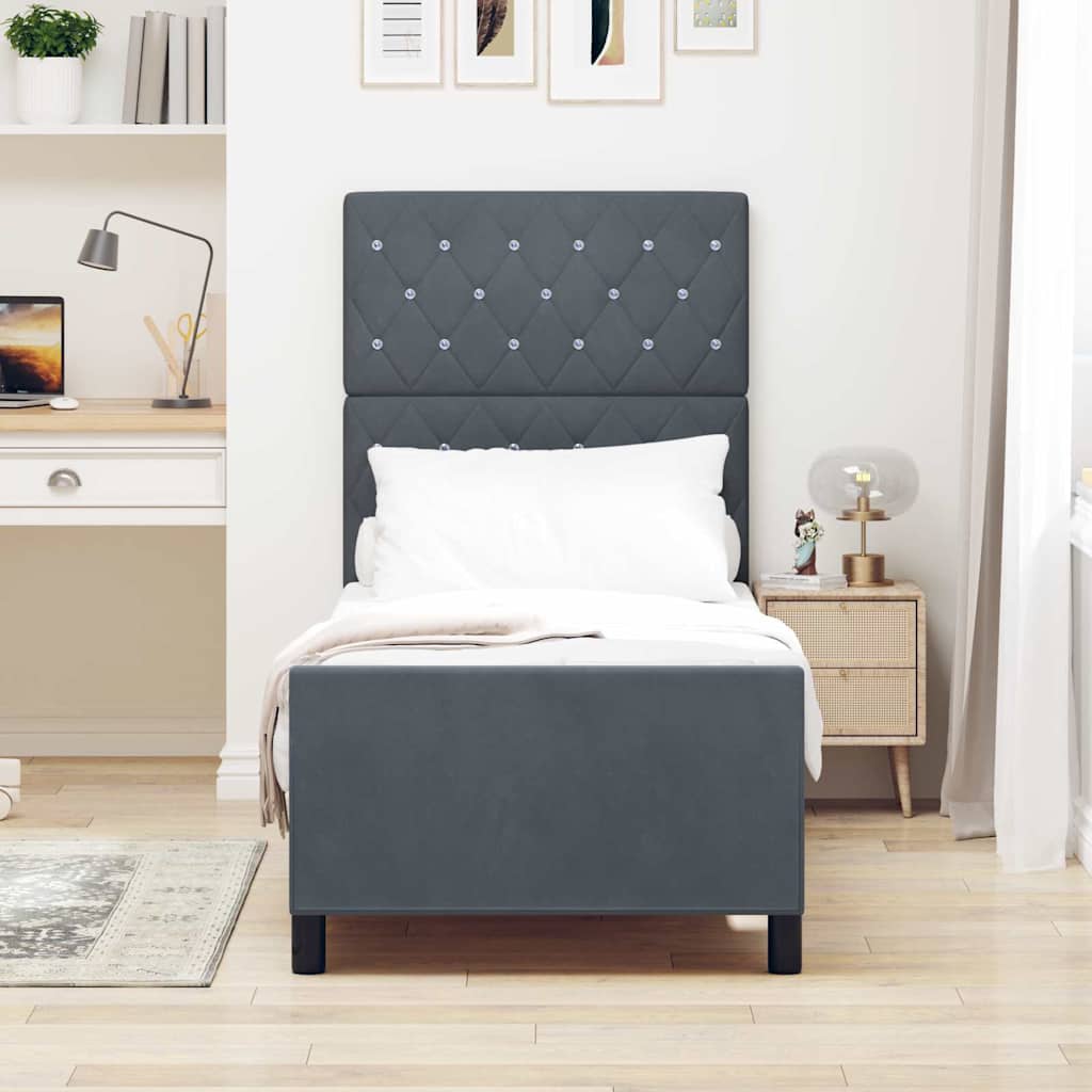 Letto a molle con testiera Grigio scuro 80 x 200 cm Velluto | homemem39