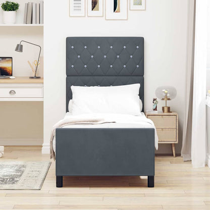 Letto a molle con testiera Grigio scuro 80 x 200 cm Velluto | homemem39
