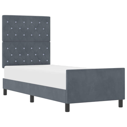 Letto a molle con testiera Grigio scuro 80 x 200 cm Velluto