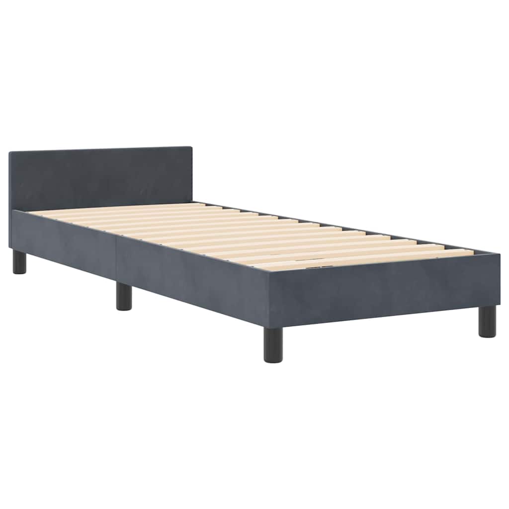 Letto a molle con testiera Grigio scuro 80 x 200 cm Velluto | homemem39