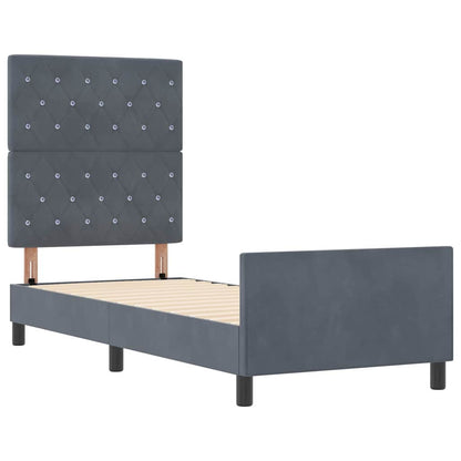 Letto a molle con testiera Grigio scuro 80 x 200 cm Velluto | homemem39
