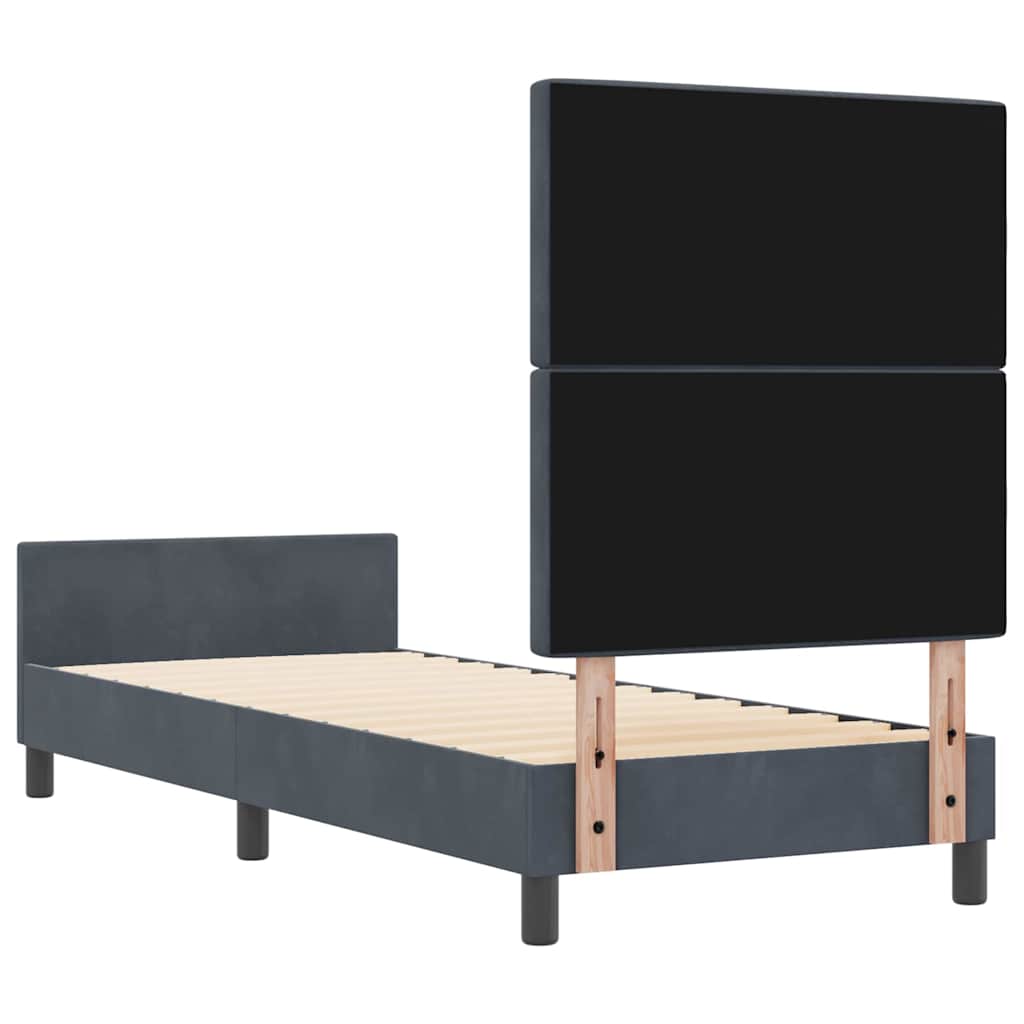 Letto a molle con testiera Grigio scuro 80 x 200 cm Velluto | homemem39