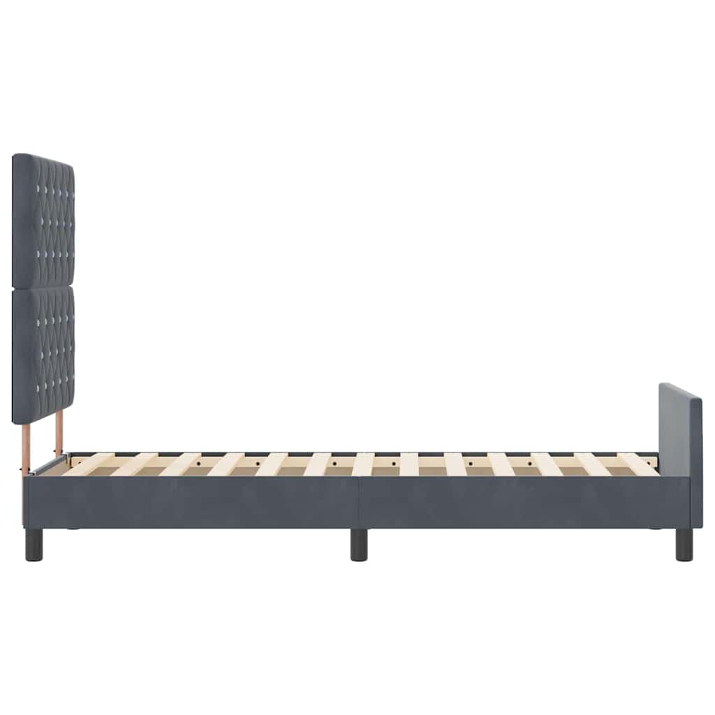 Letto a molle con testiera Grigio scuro 80 x 200 cm Velluto