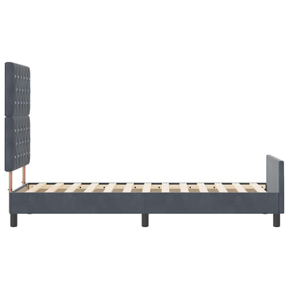Letto a molle con testiera Grigio scuro 80 x 200 cm Velluto