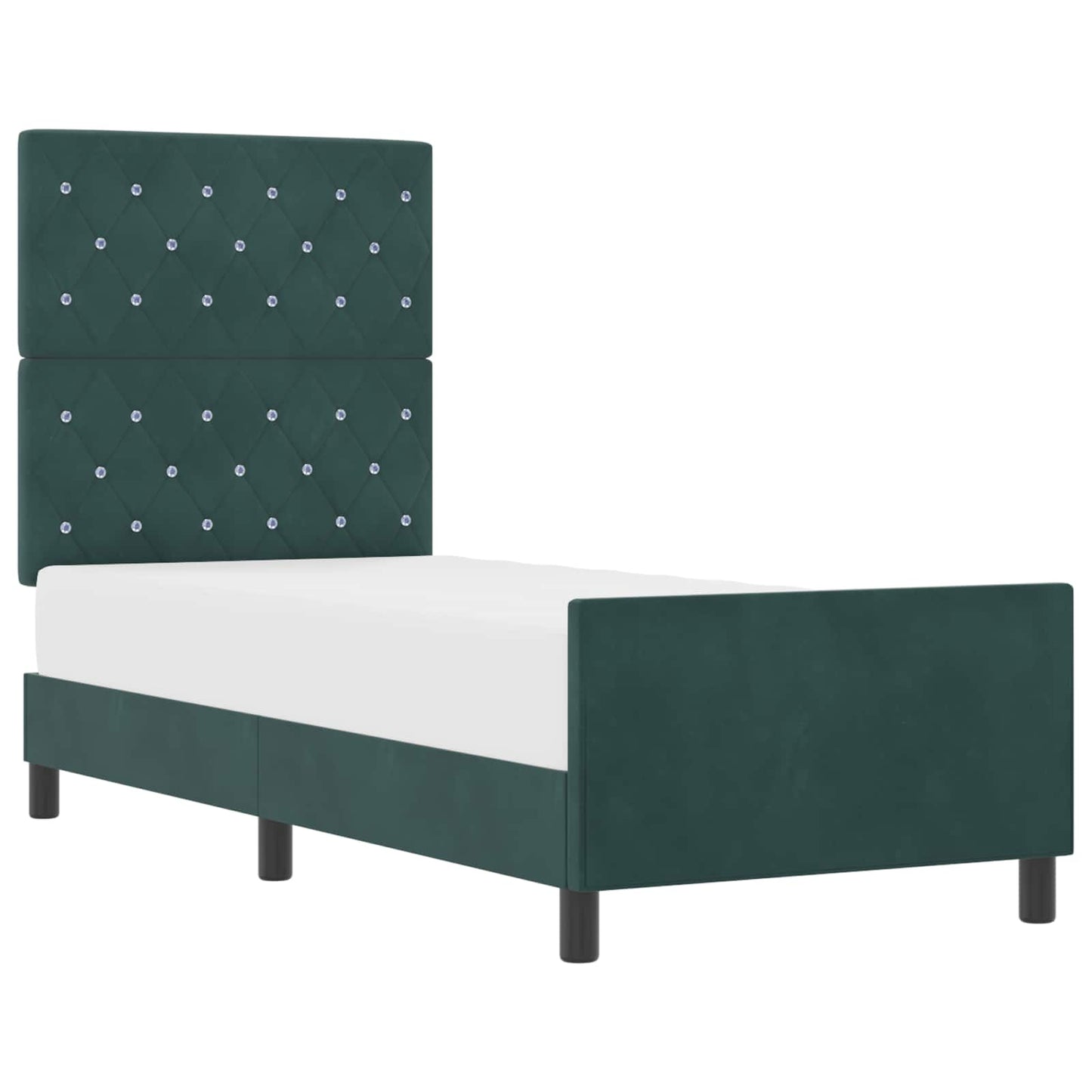 Letto a molle con testiera Verde Scuro 80 x 200 cm Velluto