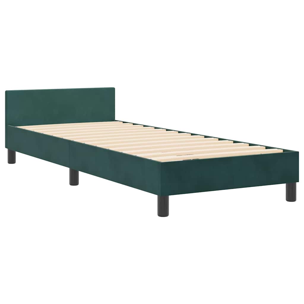 Letto a molle con testiera Verde Scuro 80 x 200 cm Velluto