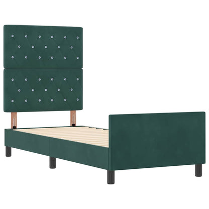 Letto a molle con testiera Verde Scuro 80 x 200 cm Velluto