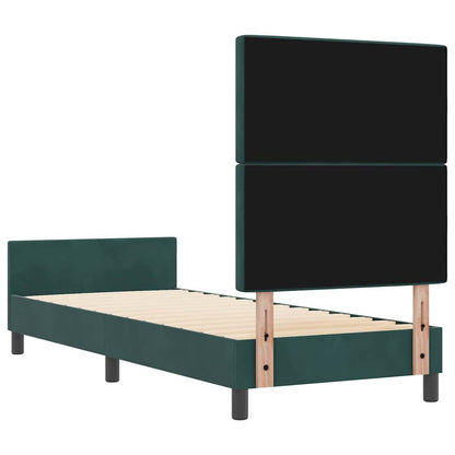 Letto a molle con testiera Verde Scuro 80 x 200 cm Velluto