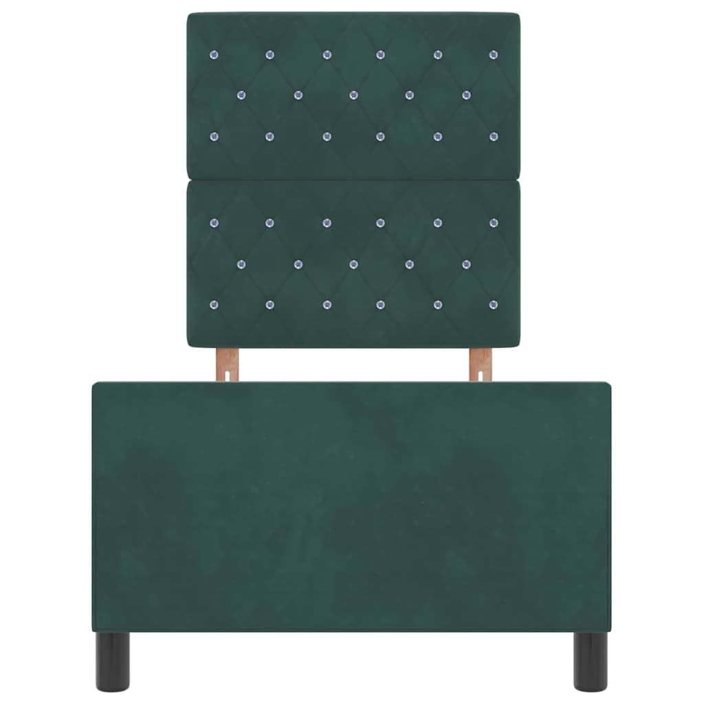 Letto a molle con testiera Verde Scuro 80 x 200 cm Velluto