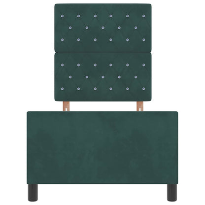 Letto a molle con testiera Verde Scuro 80 x 200 cm Velluto