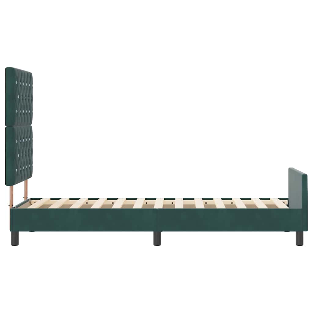 Letto a molle con testiera Verde Scuro 80 x 200 cm Velluto