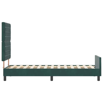 Letto a molle con testiera Verde Scuro 80 x 200 cm Velluto