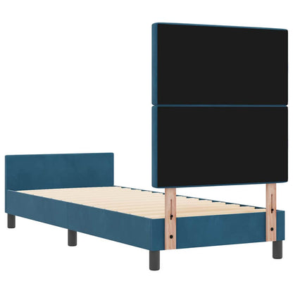 Letto a molle con testiera Blu Scuro 80 x 200 cm Velluto