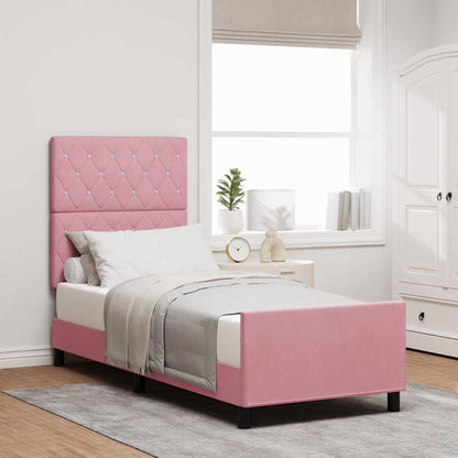 Letto a molle con testiera Rosa 80 x 200 cm Velluto