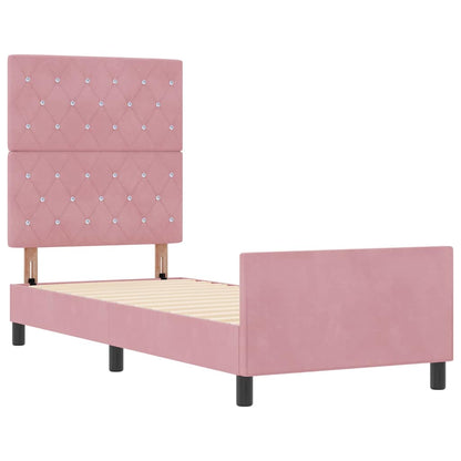 Letto a molle con testiera Rosa 80 x 200 cm Velluto | homemem39