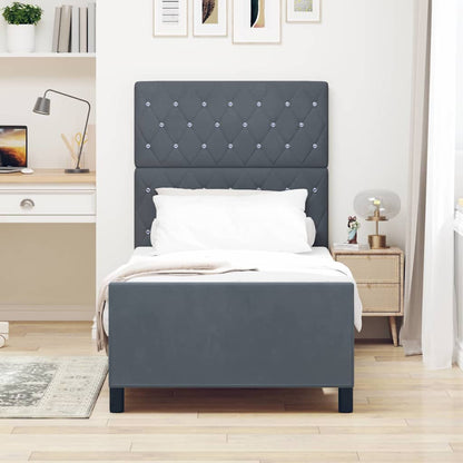 Letto a molle con testiera Grigio scuro 90 x 190 cm Velluto | homemem39