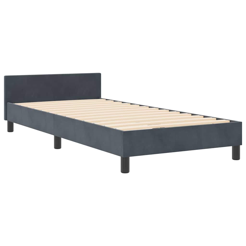 Letto a molle con testiera Grigio scuro 90 x 190 cm Velluto | homemem39