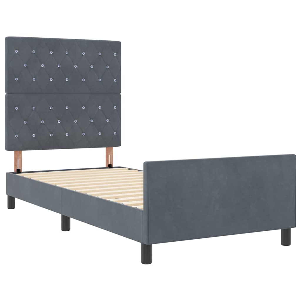 Letto a molle con testiera Grigio scuro 90 x 190 cm Velluto | homemem39