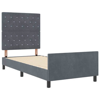 Letto a molle con testiera Grigio scuro 90 x 190 cm Velluto | homemem39