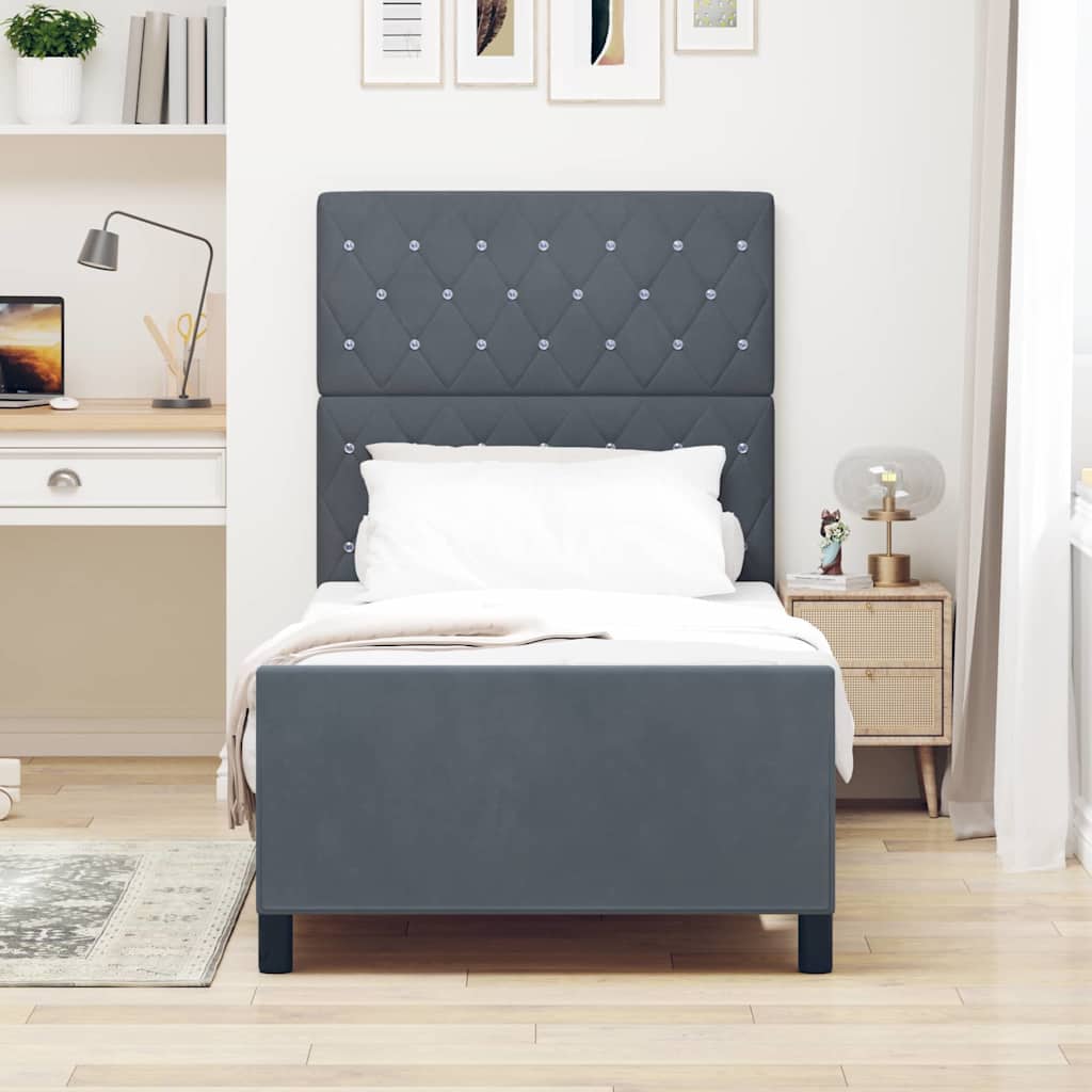 Letto a molle con testiera Grigio scuro 90 x 200 cm Velluto | homemem39