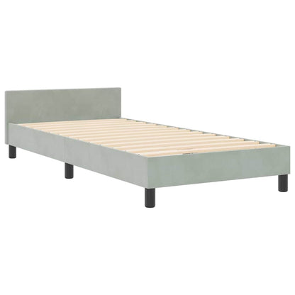Letto a molle con testiera Grigio chiaro 100 x 200 cm Velluto