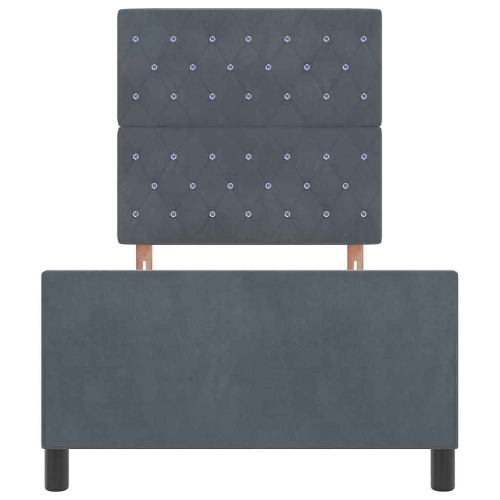 Letto a molle con testiera Grigio scuro 100 x 200 cm Velluto